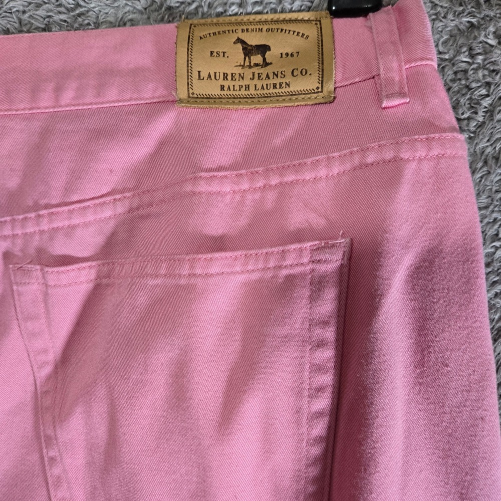 Lauren Ralph Lauren Pink Denim Capri Pants Womens 16 Classic 5-Pocket Cropped - Picture 8 of 8